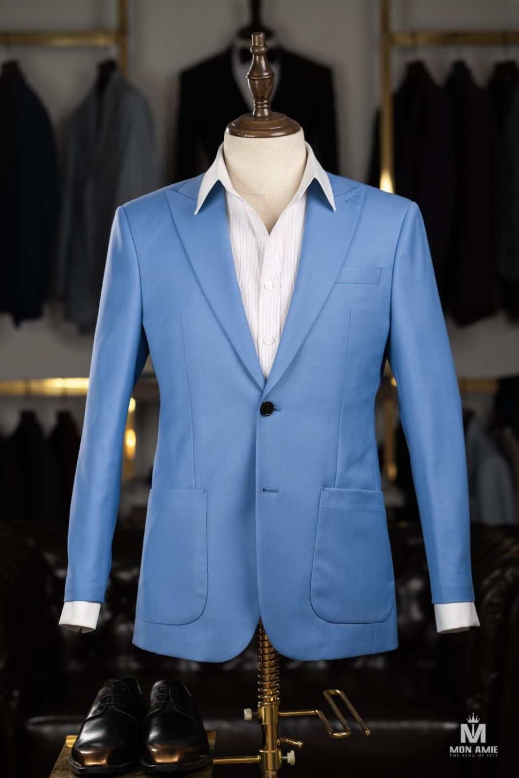 Sky Blue Suit With Patched Pockets 